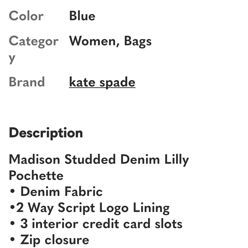 kate spade Light Blue Denim Studded  Shoulder Bag with Silver Chain - Picture 6 of 6